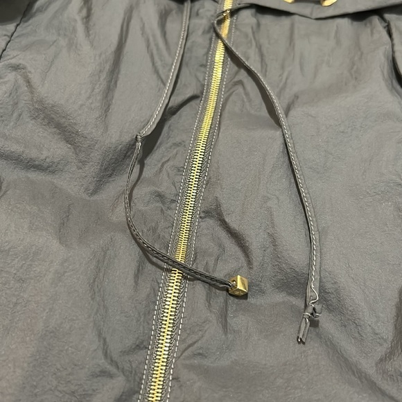 Moncler Drawstring Waist Technical Windbreaker Jacket Medium Brown Gold Hoodie - Picture 16 of 17